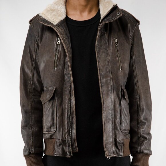 Danier Other - Danier Shearling Leather Bomber Jacket, Size Medium